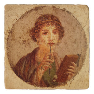 Fresco of Sappho in Pompeii   Trivet