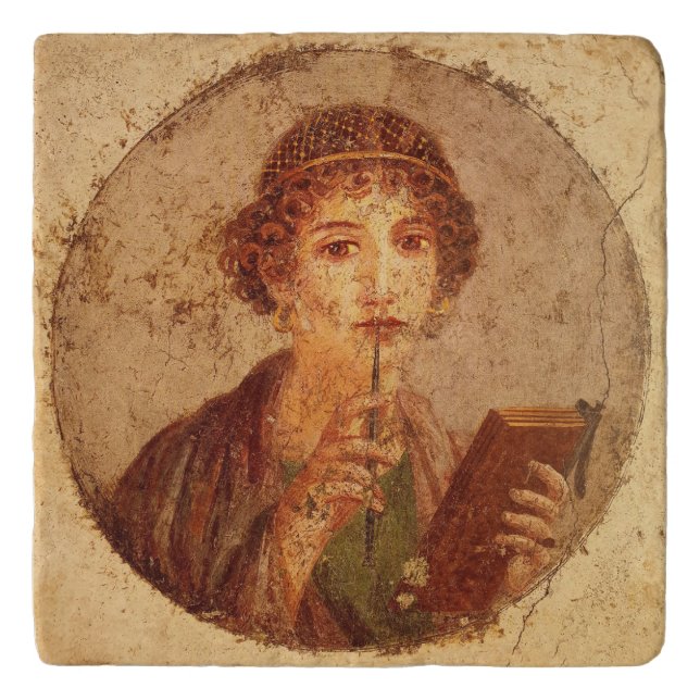 Fresco of Sappho in Pompeii   Trivet (Front)