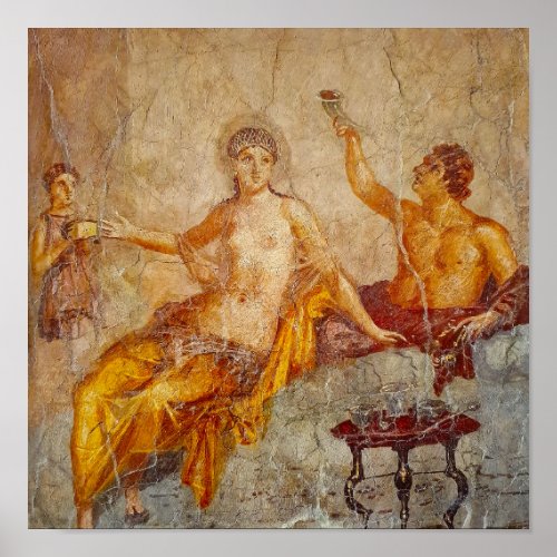 Fresco Private Drinking Scene in Pompeii Poster