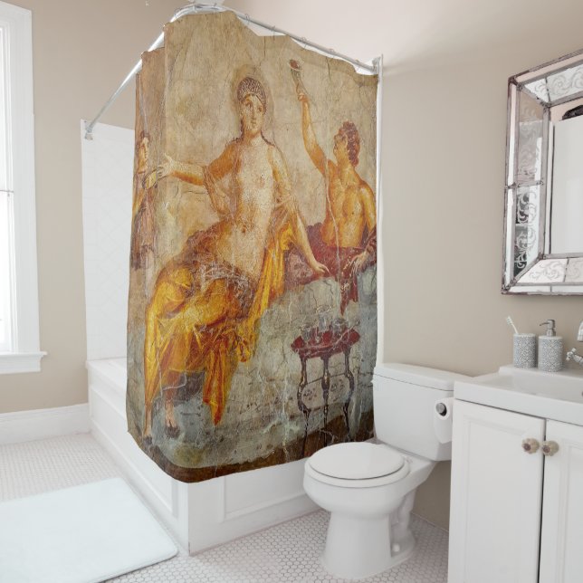 Fresco Private Drinking Scene in Pompeii Shower Curtain (In Situ)