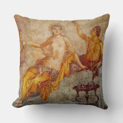 Fresco Private Drinking Scene in Pompeii Throw Pillow