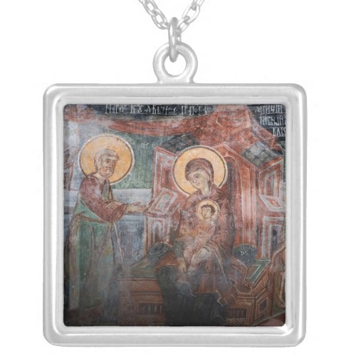 Frescoes from the 14th Century Serbian Church 2 Silver Plated Necklace
