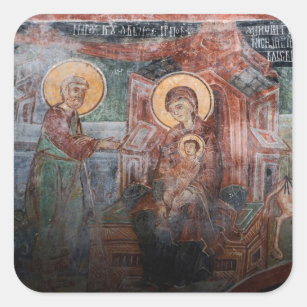 Frescoes from the 14th Century Serbian Church, 2 Square Sticker