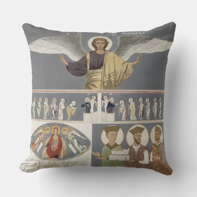Frescoes from the Orthodox Church of Nekrssi near Throw Pillow (Front)
