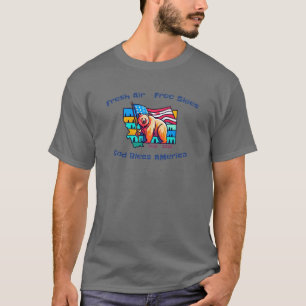 Fresh Air Free Skies God Bless America Montana T-Shirt