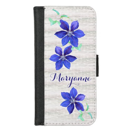 Fresh and Beautiful Purple Clematis Flowers iPhone 87 Wallet Case