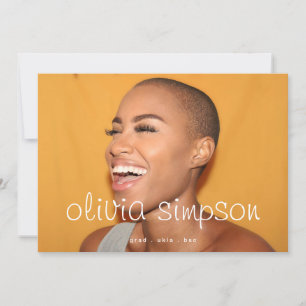 Fresh and Bold Script Grad Graduate Two Photo Announcement