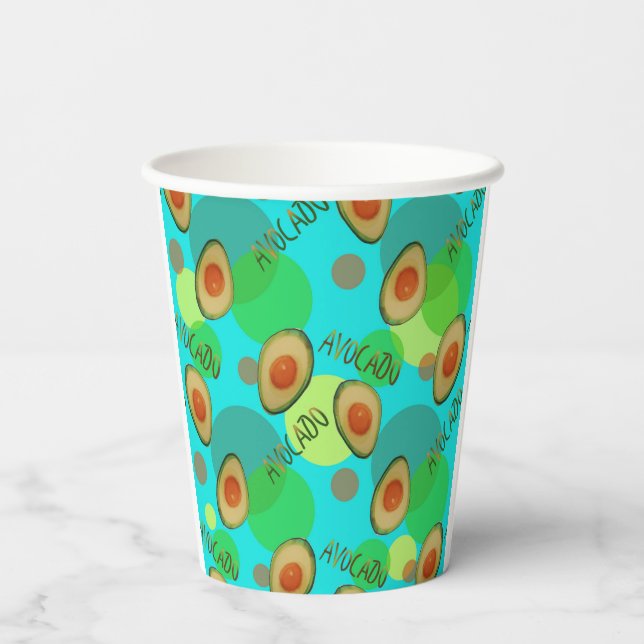 Fresh and fun avocado pattern paper cups (Back)