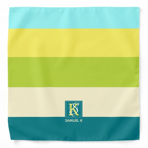 Fresh and Happy Colorful Stripes Monogram Bandana