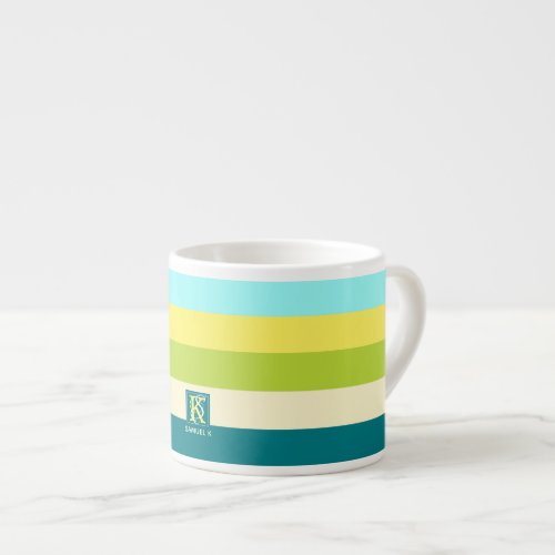 Fresh and Happy Colorful Stripes Monogram Espresso Cup