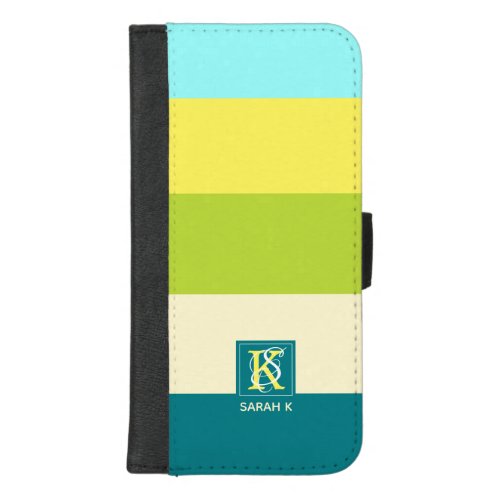 Fresh and Happy Colorful Stripes Monogram iPhone 87 Plus Wallet Case