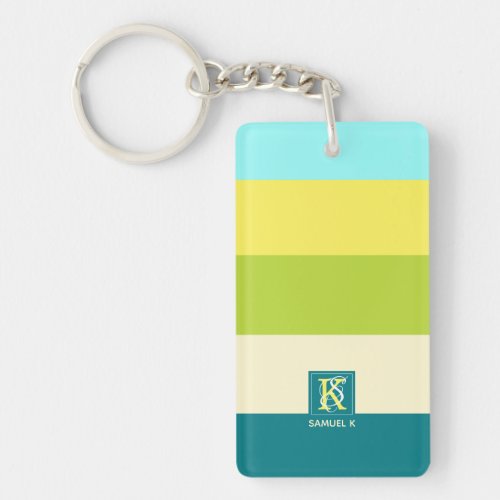 Fresh and Happy Colorful Stripes Monogram Keychain