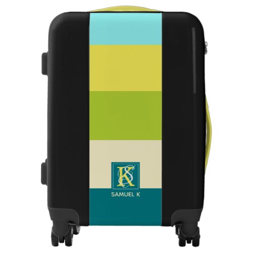 Fresh and Happy Colorful Stripes Monogram Luggage