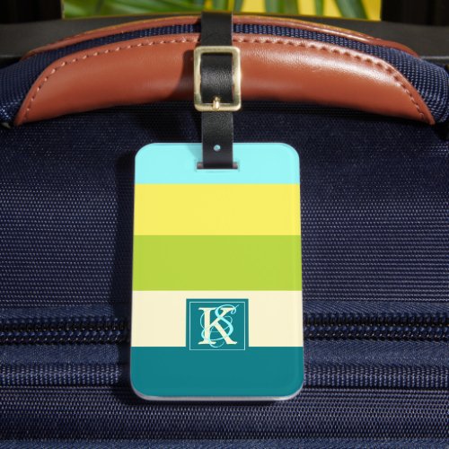 Fresh and Happy Colorful Stripes Monogram Luggage Tag