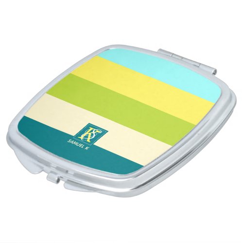 Fresh and Happy Colorful Stripes Monogram Mirror For Makeup