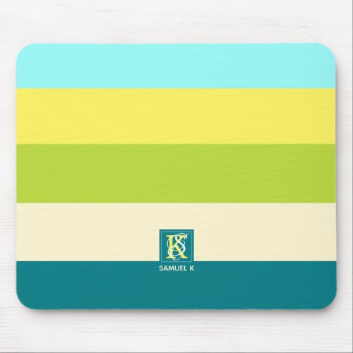 Fresh and Happy Colorful Stripes Monogram Mouse Pad