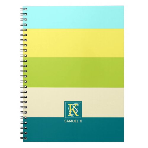 Fresh and Happy Colorful Stripes Monogram Notebook