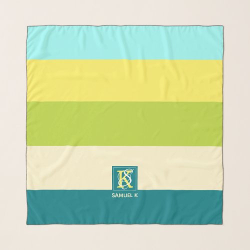 Fresh and Happy Colorful Stripes Monogram Scarf