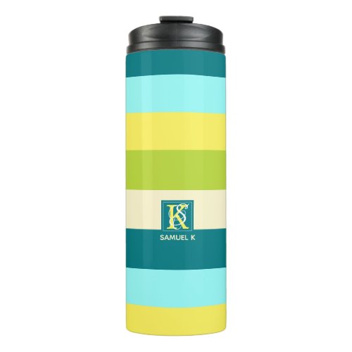 Fresh and Happy Colorful Stripes Monogram Thermal Tumbler