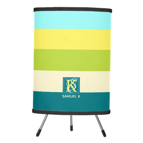 Fresh and Happy Colorful Stripes Monogram Tripod Lamp