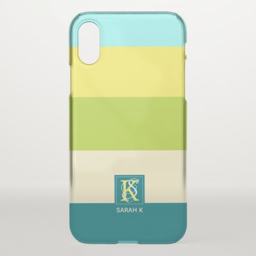 Fresh and Happy Colorful Stripes Monogram iPhone X Case