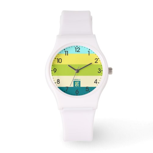 Fresh and Happy Colorful Stripes Monogram Watch