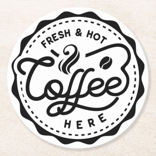 Fresh and Hot Coffee Round Paper Coaster