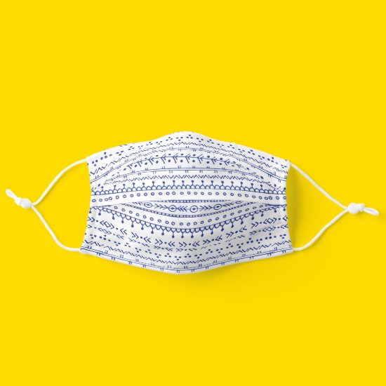Fresh and Pretty Blue and White Tribal Cloth Face Mask