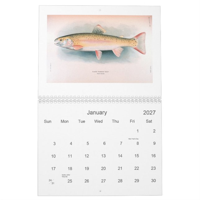 Fresh and Saltwater Fish Calendar (Jan 2027)