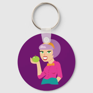 Fresh Apple Retro Girl Keychain