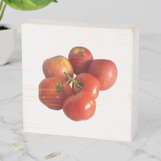 Fresh Apples and Tomatoes Wooden Box