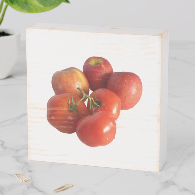 Fresh Apples and Tomatoes Wooden Box (In Situ Horizontal)