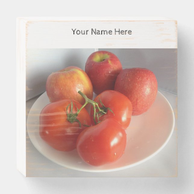 Fresh Apples and Tomatoes  Wooden Box Sign (Front Horizontal)