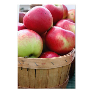 Fresh Apples in Basket at Farmers Market Photo Print