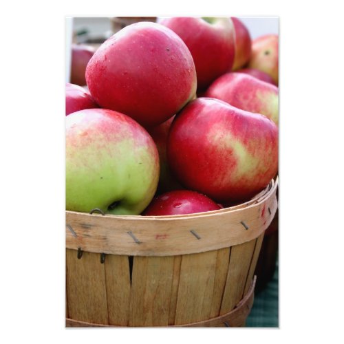 Fresh Apples in Basket at Farmers Market Photo Print