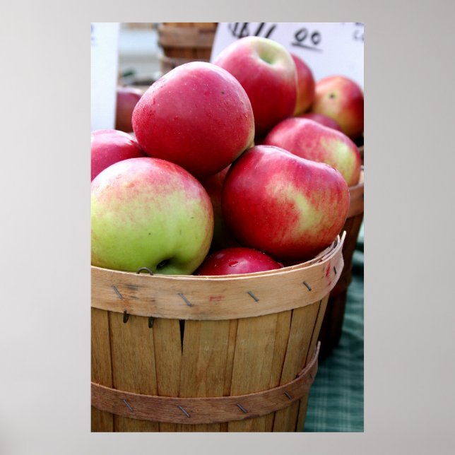 Fresh Apples in Basket at Farmers Market Poster (Front)