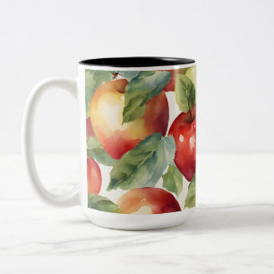 Fresh apples watercolor design Two-Tone coffee mug