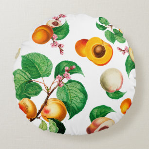 Fresh Apricot & Peach Orchard Pattern Round Pillow
