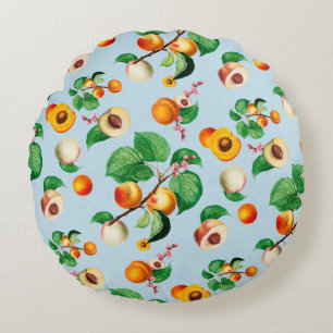 Fresh Apricot & Peach Orchard Pattern Round Pillow