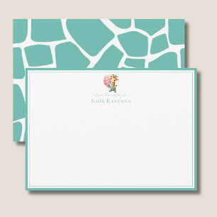 Fresh Aqua Mint Giraffe Skin New Baby Nursery Note Card