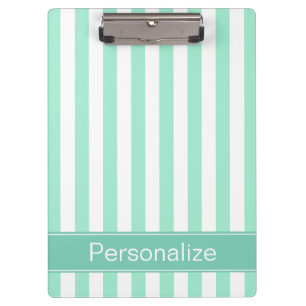 Fresh Aqua Stripes Personalized Clipboard