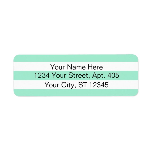 Fresh Aqua Stripes Personalized Label (Front)