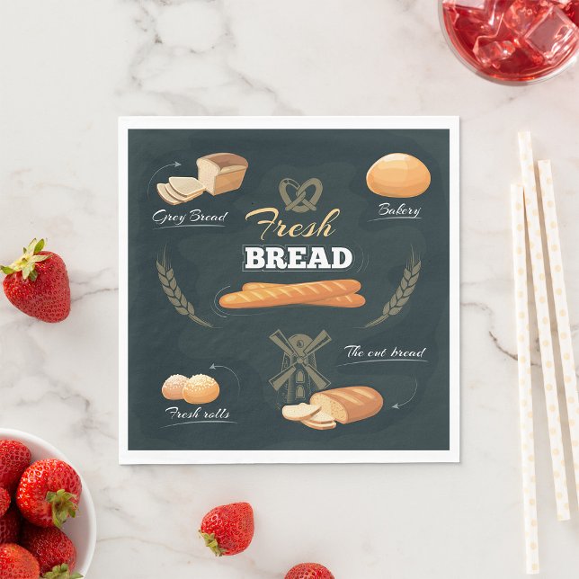 Fresh Artisan Bread Bakery Loaf Rolls Baguette  Napkins (Creator Uploaded)