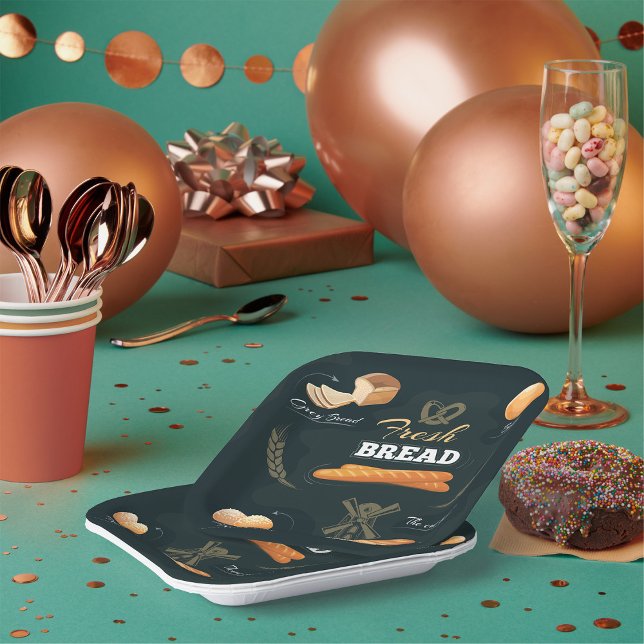 Fresh Artisan Bread Bakery Loaf Rolls Baguette  Paper Plates (Creator Uploaded)