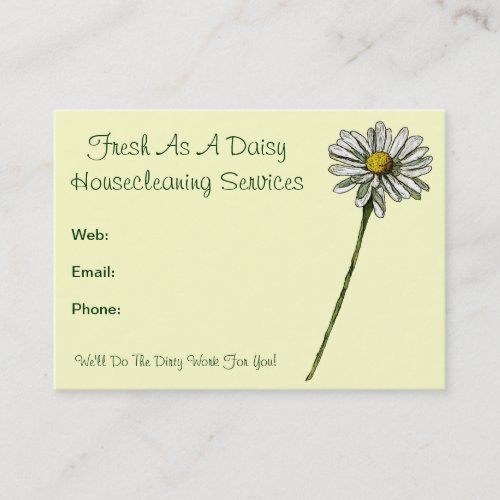 Fresh As A Daisy: Housecleaning Services, Cleaners Business Card Template