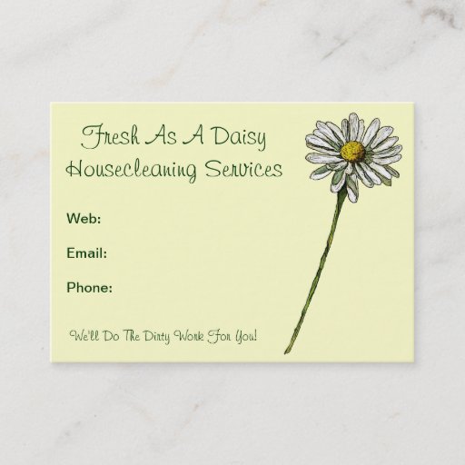 Customizable Fresh As A Daisy: Housecleaning Services, Cleaners Business Card Template