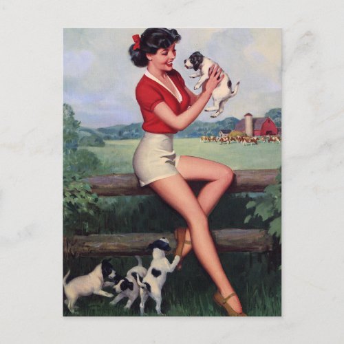 Fresh as Spring Vintage pin up girl Art  Postcard