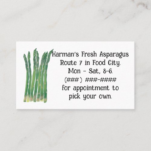 Fresh Asparagus Business Cards