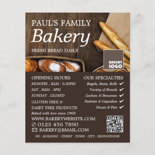 Fresh Baguette Rustic Bakers Bakery Store Advert Flyer