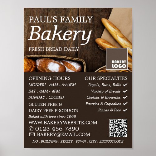 Fresh Baguette Rustic Bakers Bakery Store Advert Poster